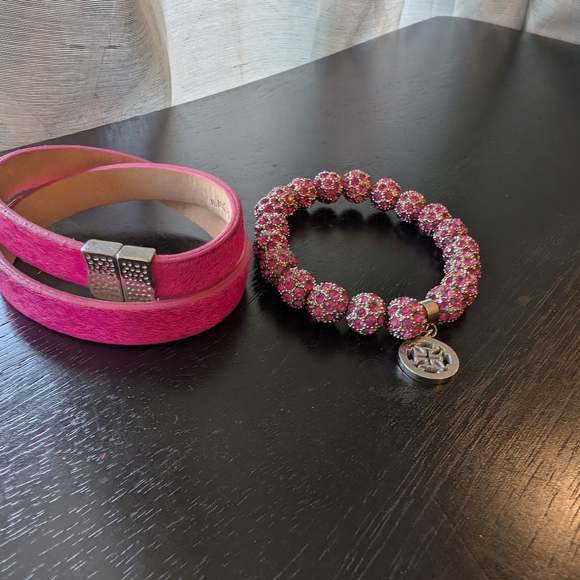 Rustic Cuff Jewelry - Rustic Cuff Pink and Silver Bracelet Duo